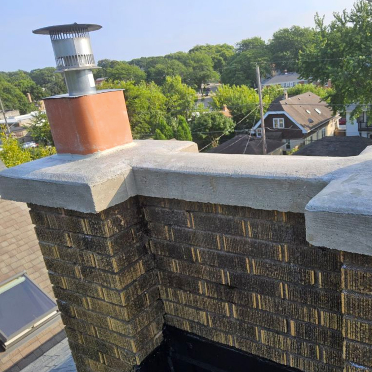 Concrete chimney crown repair in Merton & Grafton, WI