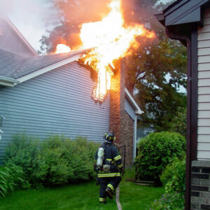 Chimney fire due to improper chimney care in Grafton, WI.